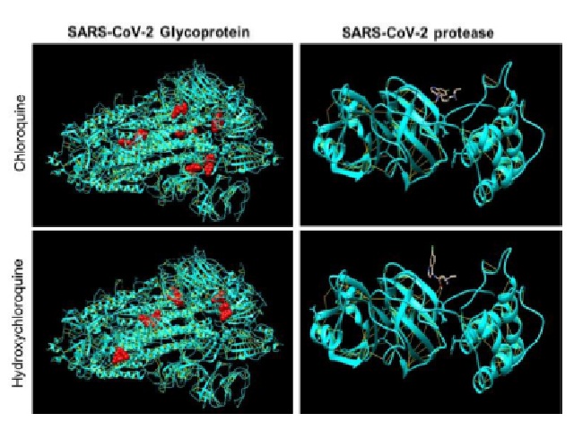 Molecular docking images of Chloroquine and Hydroxychloroquine against SARS-CoV-2 surface glycoprotein (6VSB)